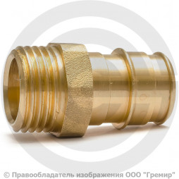 Муфта латунная для PE-X труб Дн 16-3/4" НР (НАР) GX107 Giacomini