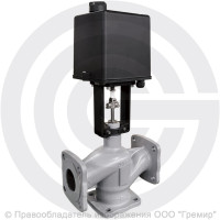 Клапан регулирующий трехходовой смесительный стальной фланцевый на пар Ду-65 Ру-25 Kvy=52м3/ч с электроприводом LEA-2500 220В с датчиком 4-20mA Энерготехномаш
