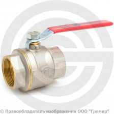 Кран латунный Ду-40 (1 1/2") Ру-16 ВР (ВН) муфтовый никель полнопроходной рычаг Aquasfera Euro 1001