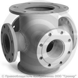 Крест с пожарной подставкой фланцевый ППКФ стальной Ду 250-150