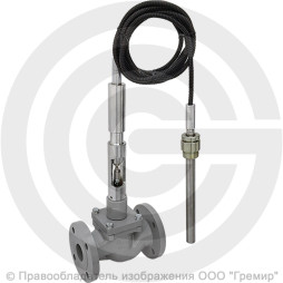 Регулятор температуры прямого действия РТПД чугунный фланцевый Ду-32 Ру-16 Kvy=16м3/ч с термосистемой ТС-3 Энерготехномаш
