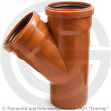 Тройник НПВХ (ПВХ) с раструбом коричневый Дн 110-110 45гр б/нап в/к Ostendorf KGEA