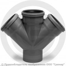 Крестовина PP-H одноплоскостная серая Дн 110-110-110 45гр б/нап в/к RTP (РосТурПласт) 2