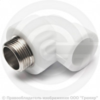Угольник PP-R комбинированный белый НР (НАР) Дн 25-1/2" 90гр Pro Aqua