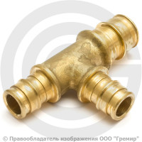 Тройник латунный переходной для PE-X труб Дн 20-16-20 GX151 Giacomini