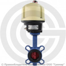 Затвор дисковый поворотный межфланцевый Ду-100 Ру-16 EPDM с чугунным диском Tecofi VPI4448-N04EP с электроприводом Nutork 400В
