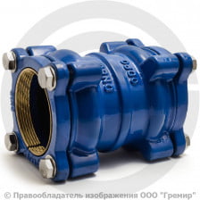 Муфта чугунная соединительная для ПЭ труб Ду-200 (Дн 200-200) Ру-16 L=261мм ДРК-Е
