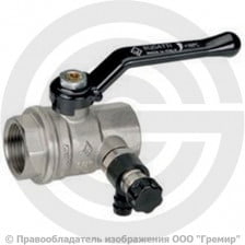 Кран латунный со сливным клапаном Ду-32 (1 1/4") Ру-25 ВР (ВН) никель рычаг Bugatti серия 330