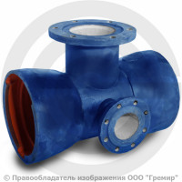 Тройник с пожарной подставкой раструб-фланец ППТРФ ВЧШГ с ЦПП Ду 100-100