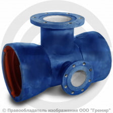Тройник с пожарной подставкой раструб-фланец ППТРФ ВЧШГ с ЦПП Ду 100-100