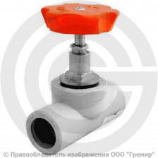 Клапан запорный (вентиль) PP-R серый Дн 32 45гр внутренняя пайка VALFEX