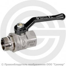 Кран латунный Ду-40 (1 1/2") Ру-20 ВР-НР (ВН-НАР) никель рычаг Bugatti серия 915