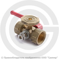 Кран трехходовой для манометра Ду-15 Ру-16 ВР (ВН) G1/2"-М20х1,5 с фланцем с ручкой ПЕНЗА 11Б18БК(Ф)1