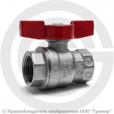 Кран латунный Ду-10 (3/8") Ру-35 ВР (ВН) хром полнопроходной бабочка Giacomini R851