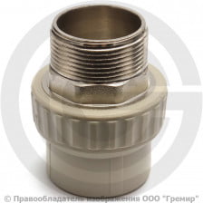 Муфта PP-R комбинированная под ключ серая НР (НАР) Дн 90-3" Pro Aqua