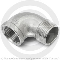 Отвод резьбовой (угольник) нержавеющий AISI 316 НР-ВР (НАР-ВН) Ду-32 (1 1/4") Отвод резьбовой (угольник) нержавеющий AISI 316 НР-ВР (НАР-ВН) Ду-32 (1 1/4")