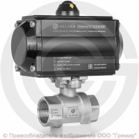 Кран нержавеющий AISI 316 (CF8M) двухсоставной Ду-25 (1") Ру-40 ВР (ВН) муфтовый с пневмоприводом двойного действия RPA-25-D Helver BV-21F Кран нержавеющий AISI 316 (CF8M) двухсоставной Ду-25 (1") Ру-40 ВР (ВН) муфтовый с пневмоприводом двойного действия RPA-25-D Helver BV-21F