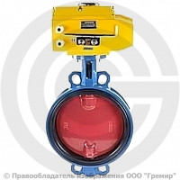 Затвор дисковый поворотный межфланцевый Ду-100 Ру-16 EPDM с чугунным диском Tecofi VPI4449-N24EP с электроприводом Nutork 230В