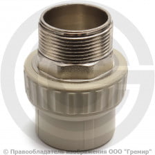 Муфта PP-R комбинированная под ключ серая НР (НАР) Дн 40-1 1/4" VALFEX