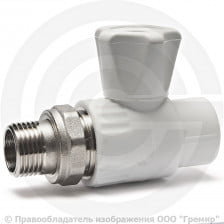 Кран PP-R Дн 20-1/2" НР (НАР) прямой для радиатора белый RTP (РосТурПласт) 10583