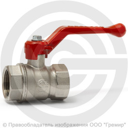 Кран латунный Ду-20 (3/4") Ру-40 ВР (ВН) муфтовый никель рычаг VALFEX 11Б27фт1М