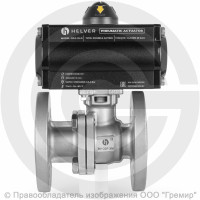 Кран нержавеющий AISI 316 (CF8M) двухсоставной фланцевый Ду-15 Ру-16 с пневмоприводом двойного действия RPA-25-D Helver BV-22F Кран нержавеющий AISI 316 (CF8M) двухсоставной фланцевый Ду-15 Ру-16 с пневмоприводом двойного действия RPA-25-D Helver BV-22F