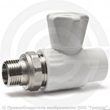 Кран PP-R Дн 20-1/2" НР (НАР) прямой для радиатора белый RTP (РосТурПласт) 27853