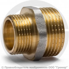Ниппель латунный переходной НР (НАР) Ду 32-25 (1 1/4"- 1") никель Aquasfera