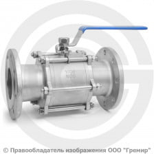Кран нержавеющий AISI 304 (CF8) трехсоставной фланцевый Ду-150 (6") Ру-16 NK-BF150/4