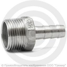 Штуцер под шланг "елочка" нержавеющий AISI 304 Ду 32-25мм (1 1/4"-25мм)