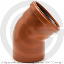 Отвод НПВХ (ПВХ) с раструбом коричневый Дн 160 45гр б/нап в/к Агригазполимер