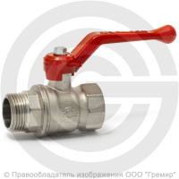 Кран латунный Ду-15 (1/2") Ру-40 ВР-НР (ВН-НАР) никель рычаг VALFEX 11Б27фт1М