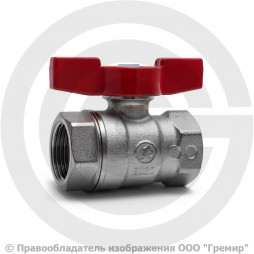 Кран латунный Ду-25 (1") Ру-30 ВР (ВН) никель бабочка Itap Vienna 118