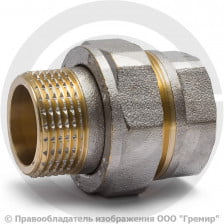 Американка (соединитель) латунная прямая ВР-НР (ВН-НАР) Ду-25 (1") никель Aquasfera
