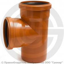 Тройник НПВХ (ПВХ) с раструбом коричневый Дн 400-315 87гр б/нап в/к Ostendorf KGEA