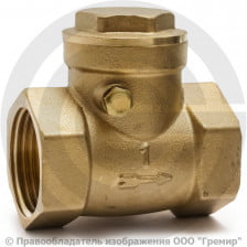 Клапан обратный поворотный латунный Ду-20 (3/4") Ру-40 ВР (ВН) (Т<100°С) латунь+EPDM Aquasfera 3004