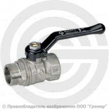 Кран латунный Ду-40 (1 1/2") Ру-20 ВР-НР (ВН-НАР) никель рычаг Bugatti серия 605