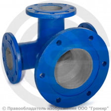 Тройник с пожарной подставкой фланцевый ППТФ Ду 500-500 (L=1000-500) ВЧШГ с ЦПП цинк+AL ГОСТ ISO 2531-2012