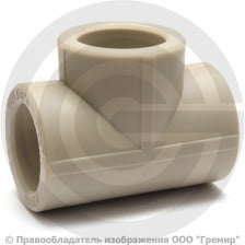 Тройник PP-R редукционный серый Дн 75-32-75 Pro Aqua