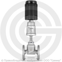 Клапан запорно-регулирующий нержавеющий фланцевый Ду-20 Ру-16 Kvs=6,7м3/ч с нержавеющим пневмоприводом 50мм и позиционером PV-F Helver