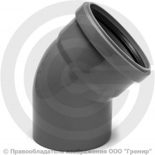 Отвод PP-H серый Дн 110 45гр б/нап в/к RTP (РосТурПласт) 2
