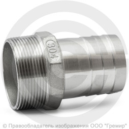 Штуцер под шланг "елочка" нержавеющий AISI 304 Ду 50-50мм (2"-50мм)