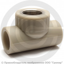 Тройник PP-R комбинированный серый ВР (ВН) Дн 20-3/4" Pro Aqua