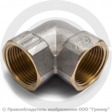 Уголок (угольник) латунный ВР (ВН) Ду-15 (1/2") никель Aquasfera