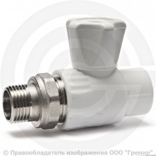 Кран PP-R Дн 25-1/2" НР (НАР) прямой для радиатора белый VALFEX