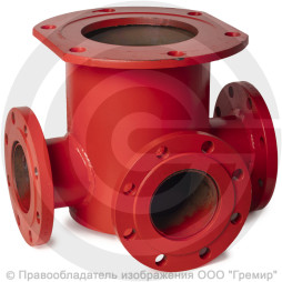 Тройник с пожарной подставкой фланцевый ППТФ стальной Ду 200-50 Ру-10 КЗСД