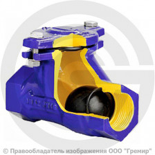 Клапан обратный шаровый чугунный муфтовый Ду-32 (1 1/4") Ру-16 ВР (ВН) (Т<80°С) шар сталь+NBR D-022S ABRA
