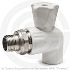 Кран PP-R Дн 20-1/2" НР (НАР) угловой для радиатора белый VALFEX