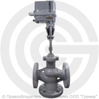 Клапан регулирующий трехходовой смесительный стальной фланцевый на пар Ду-100 Ру-25 Kvy=125м3/ч с электроприводом Regada ST 0.1 220В без датчика Энерготехномаш