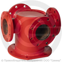 Крест с пожарной подставкой фланцевый ППКФ стальной Ду 600-400 Ру-10 КЗСД
